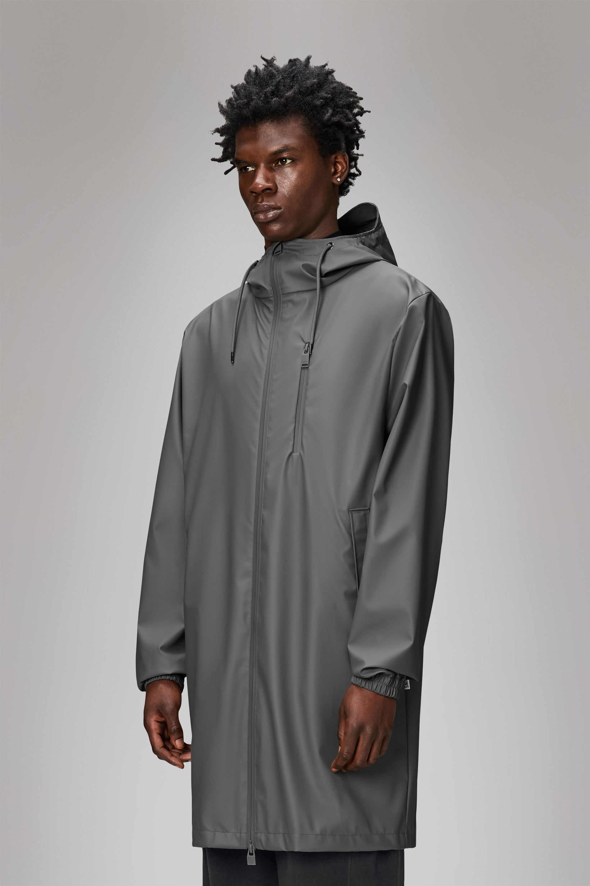 RAINS Long Storm Breaker Grey Jacket