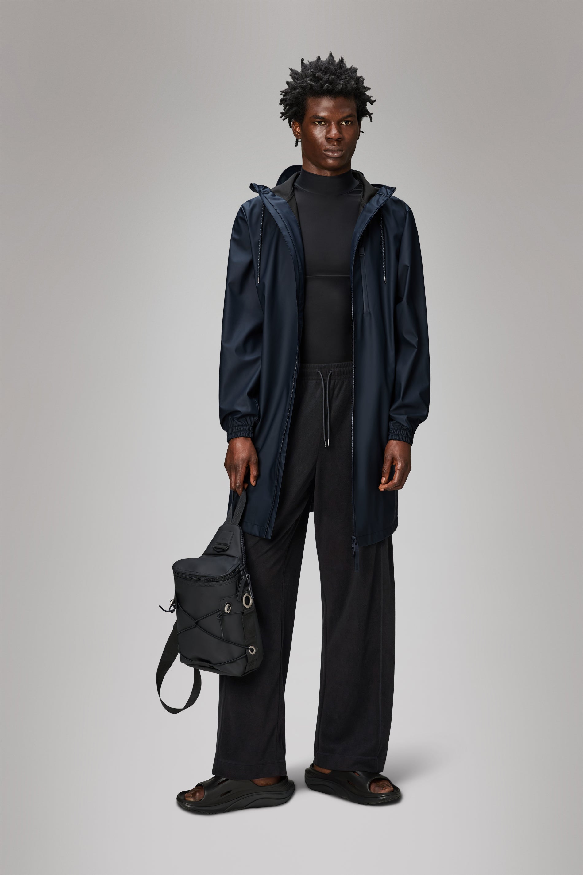 RAINS Long Storm Breaker Navy Jacket