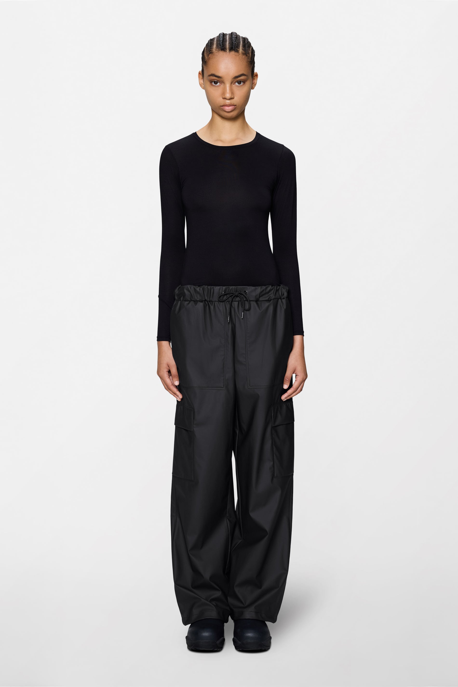 RAINS Cargo Rain Pants Wide Black Pants
