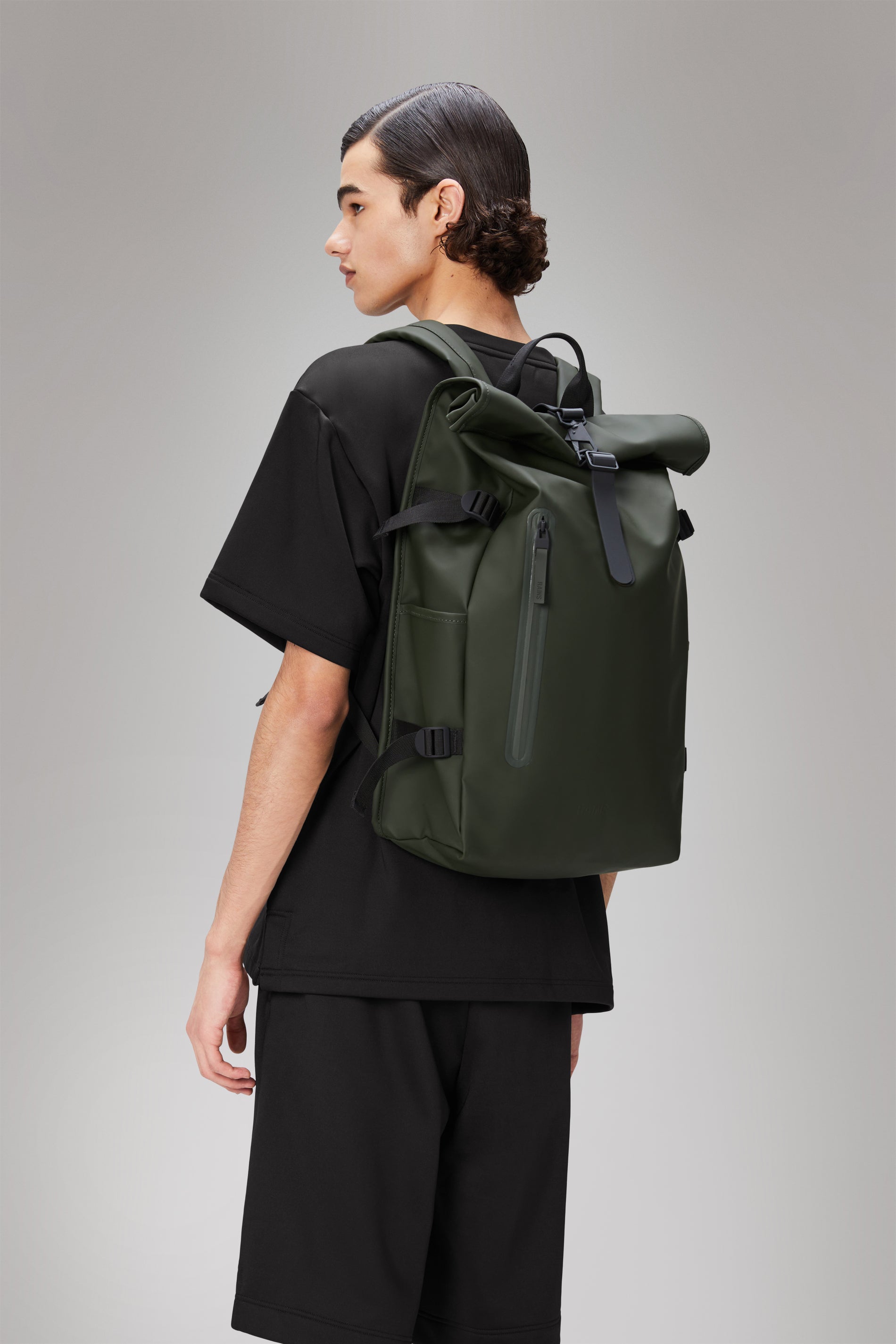 RAINS Rolltop Rucksack Large Green Backpack