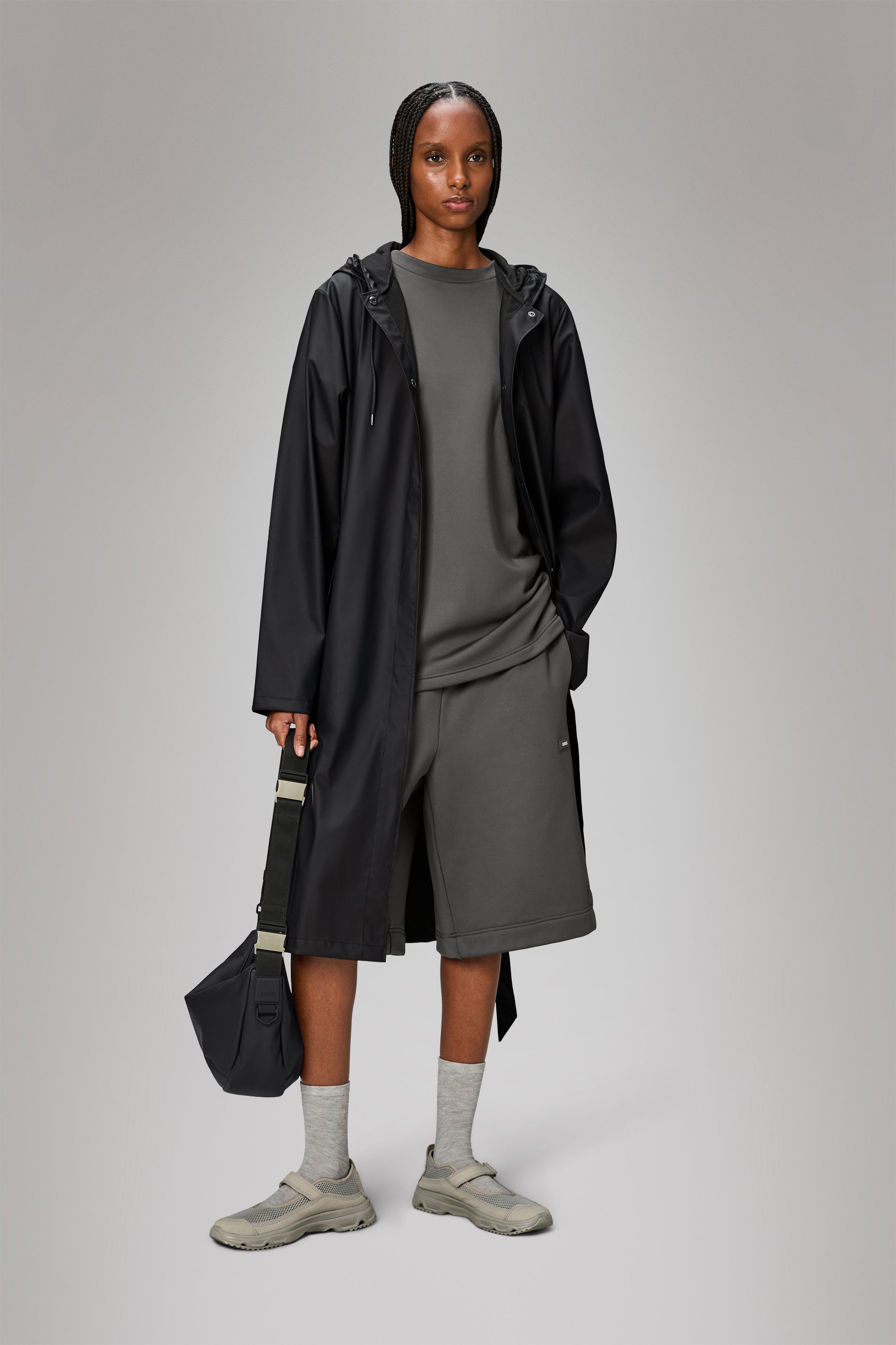 RAINS A-Line Longer W Jacket Black Jacket