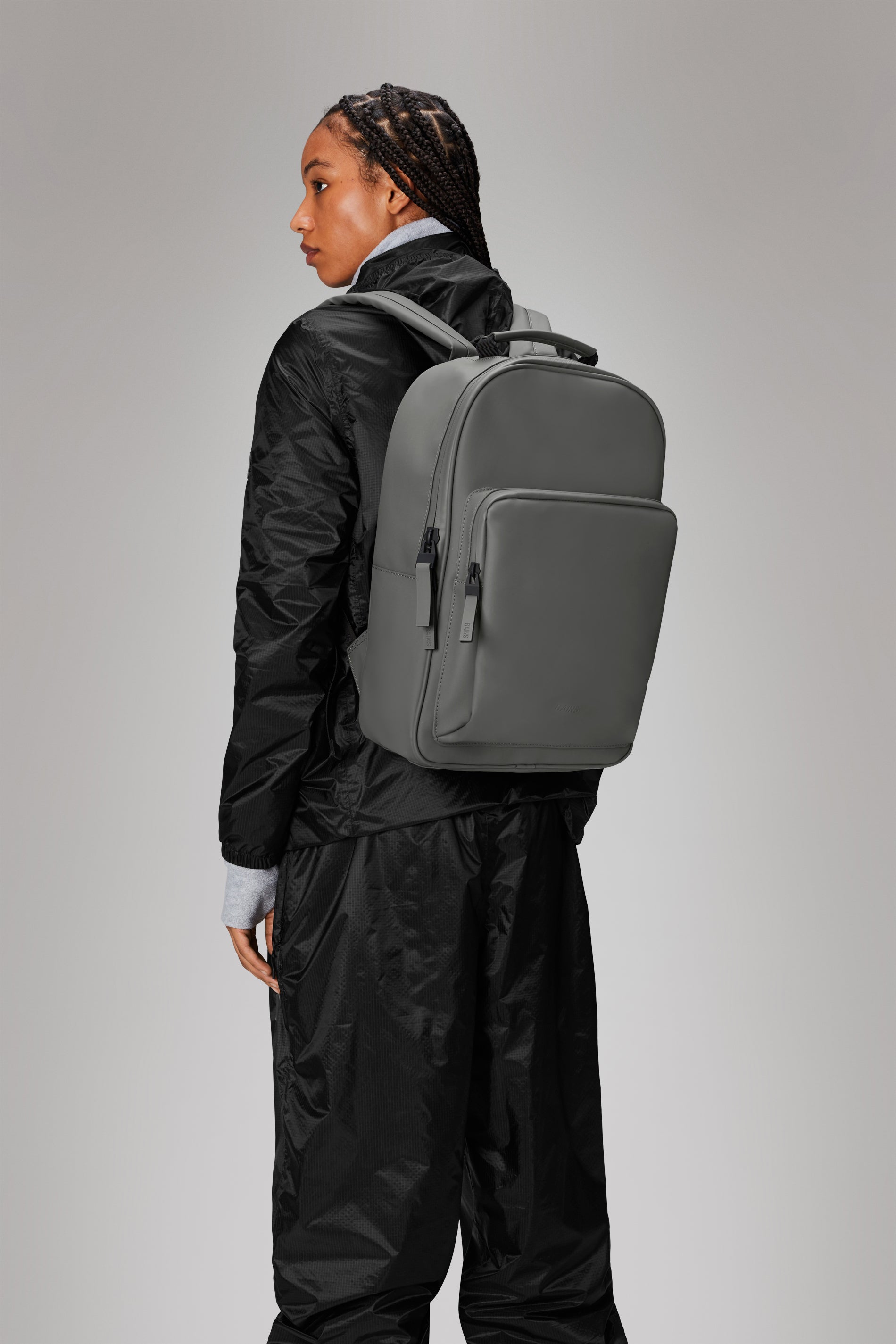 RAINS Book Daypack Large Grey Backpack