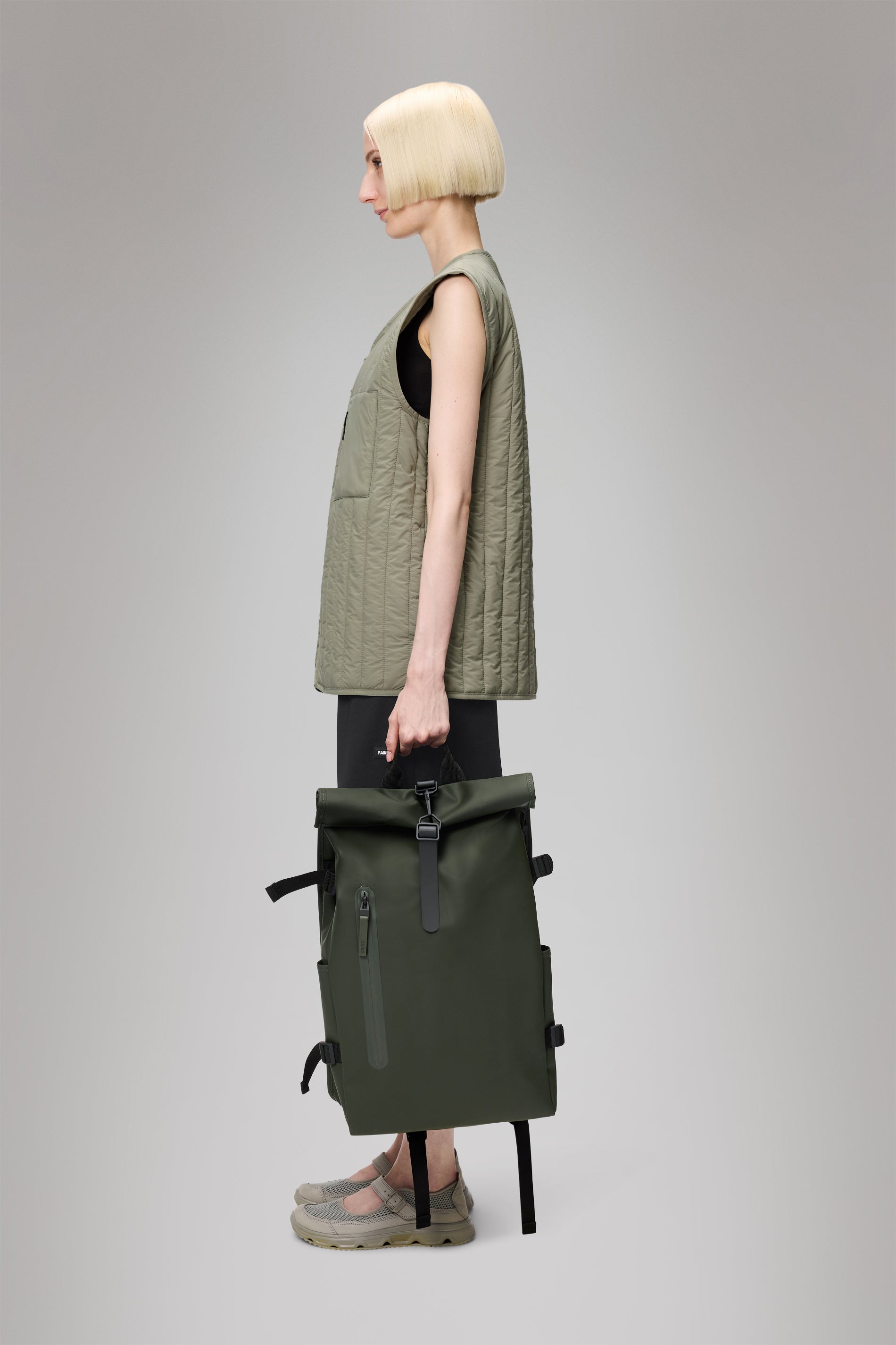 RAINS Rolltop Rucksack Large Green Backpack