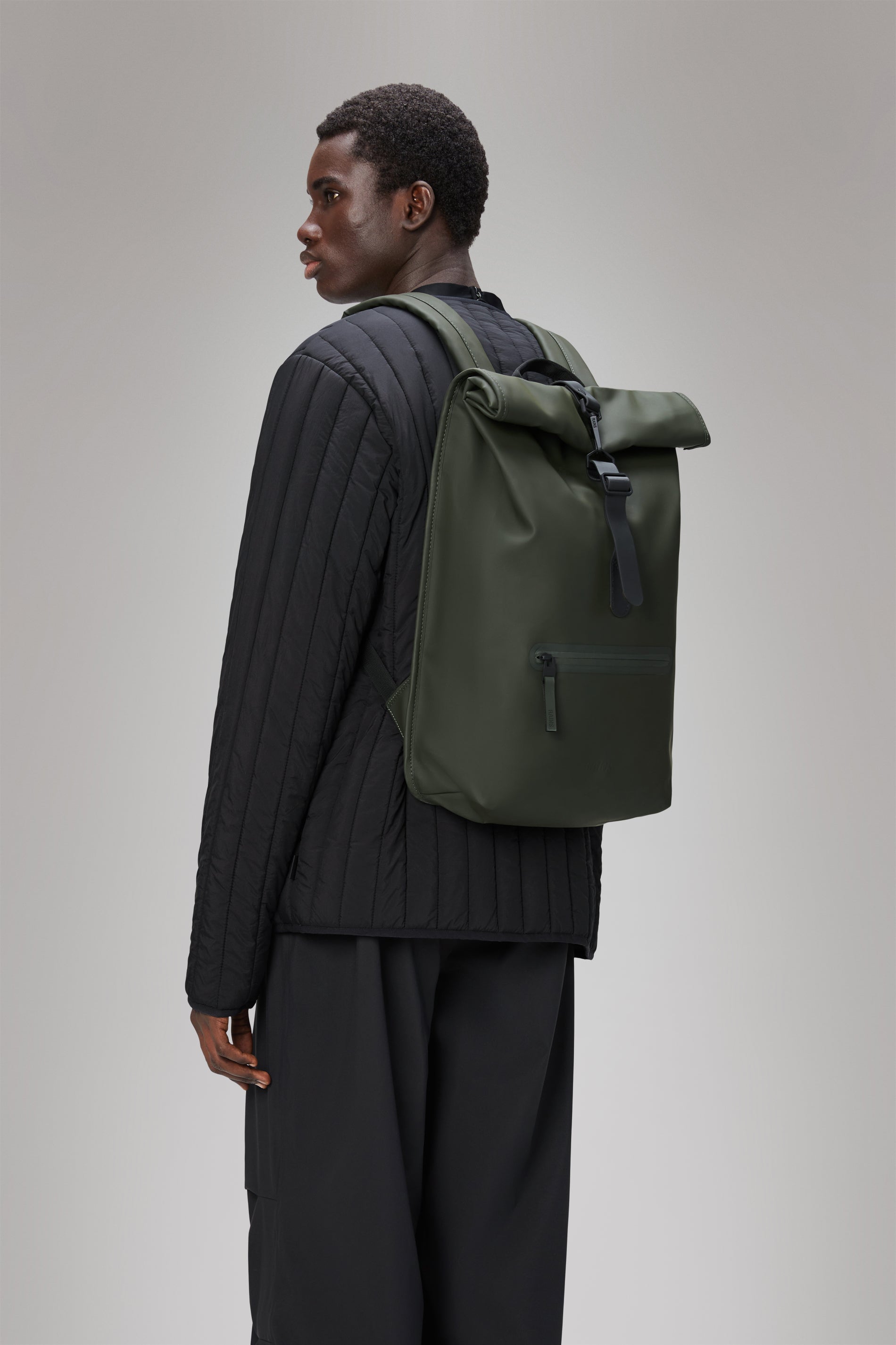 RAINS Rolltop Rucksack Green Backpack