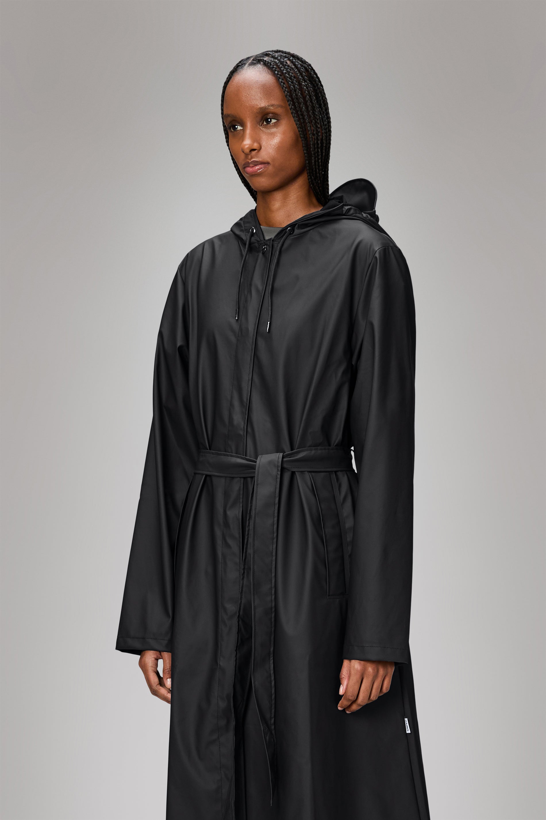 RAINS A-Line Longer W Jacket Black Jacket