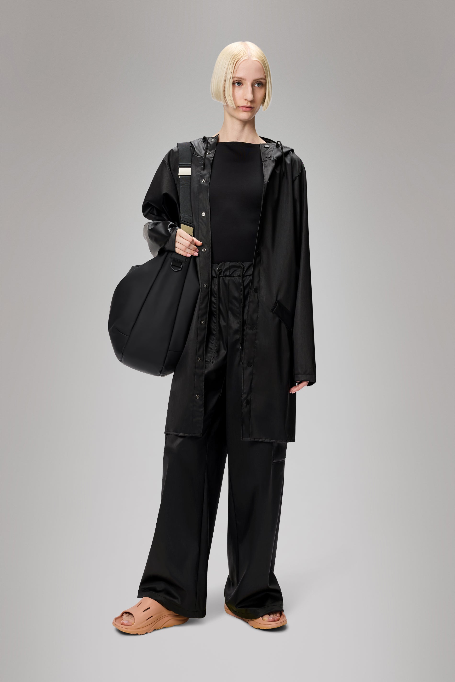 RAINS Long Jacket Black Grain Jacket