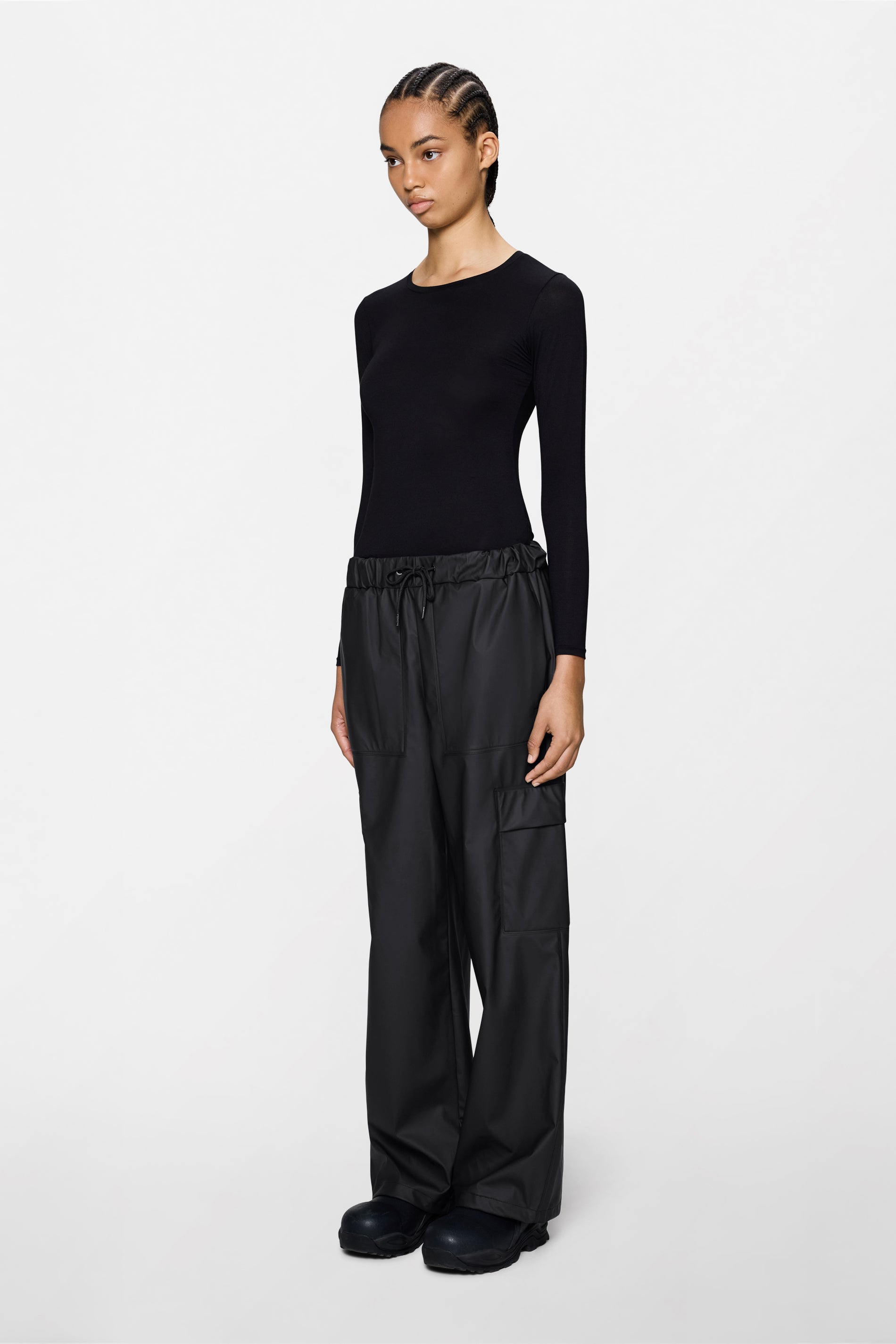 RAINS Cargo Rain Pants Wide Black Pants