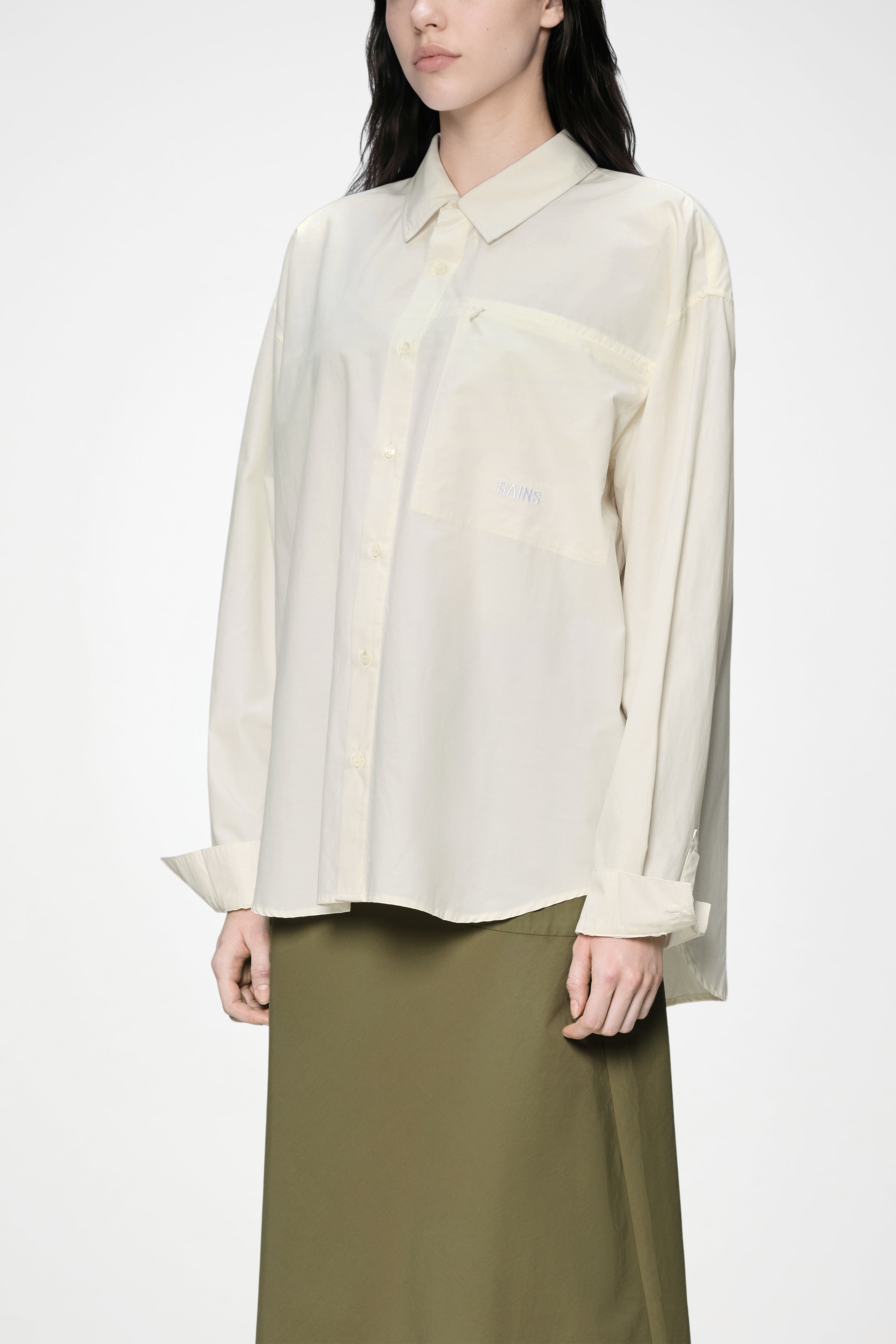 RAINS Light Woven Long Sleeve Shirt Blanc Long Sleeve