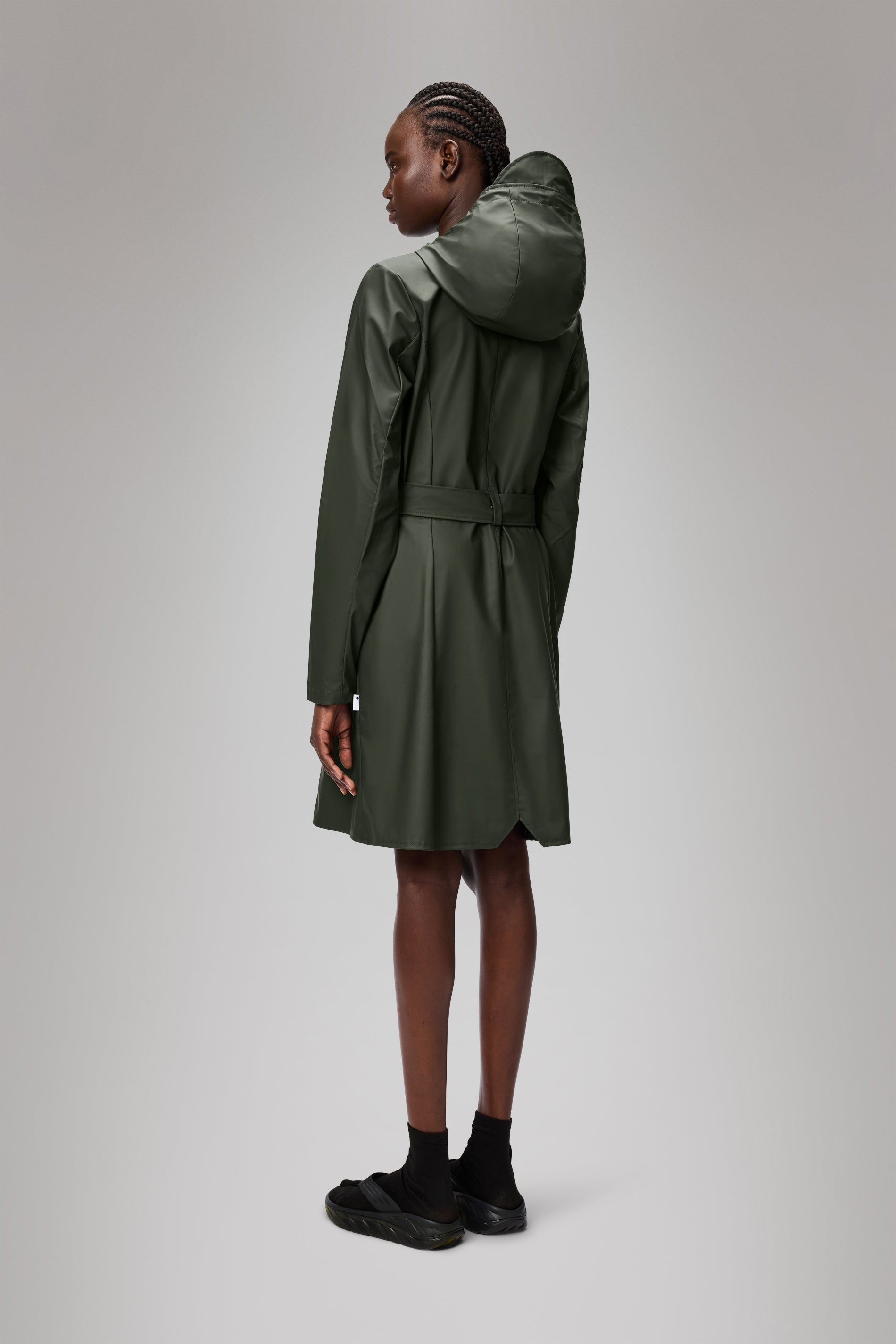 RAINS Curve Long Jacket
 Green Jacket