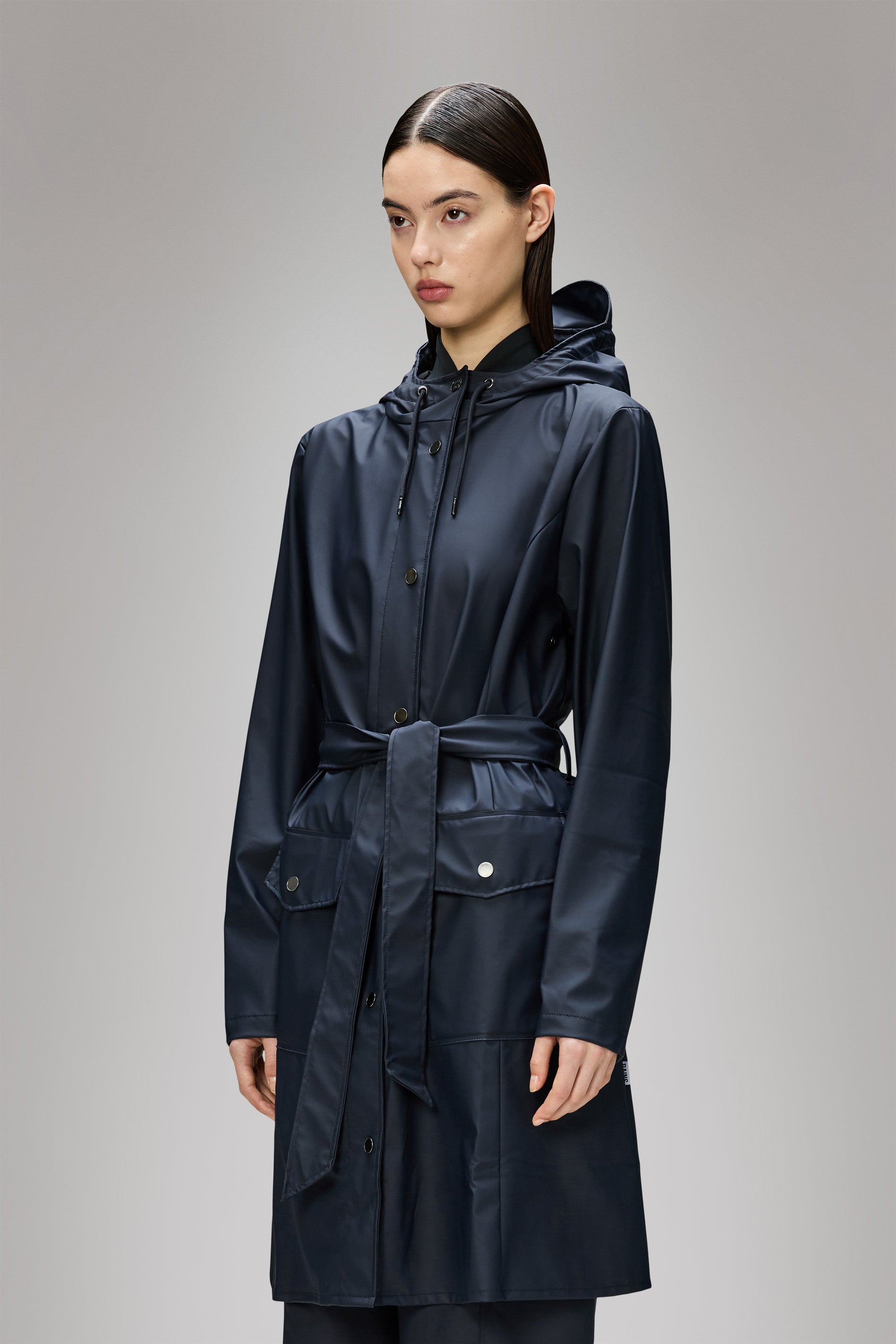 RAINS Curve Long Jacket
 Navy Jacket