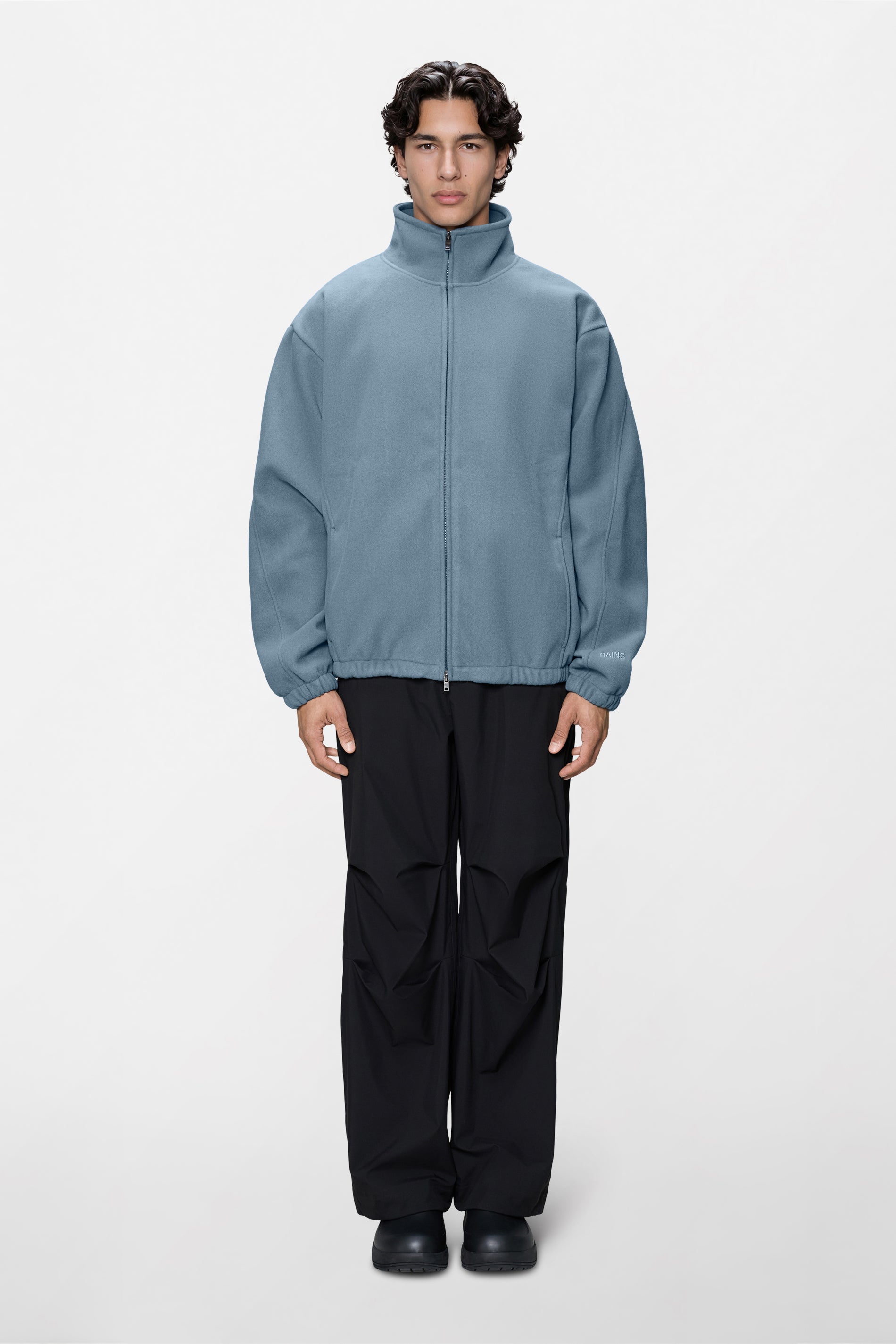 RAINS Fleece Zip Jacket Blue Dusk Long Sleeve