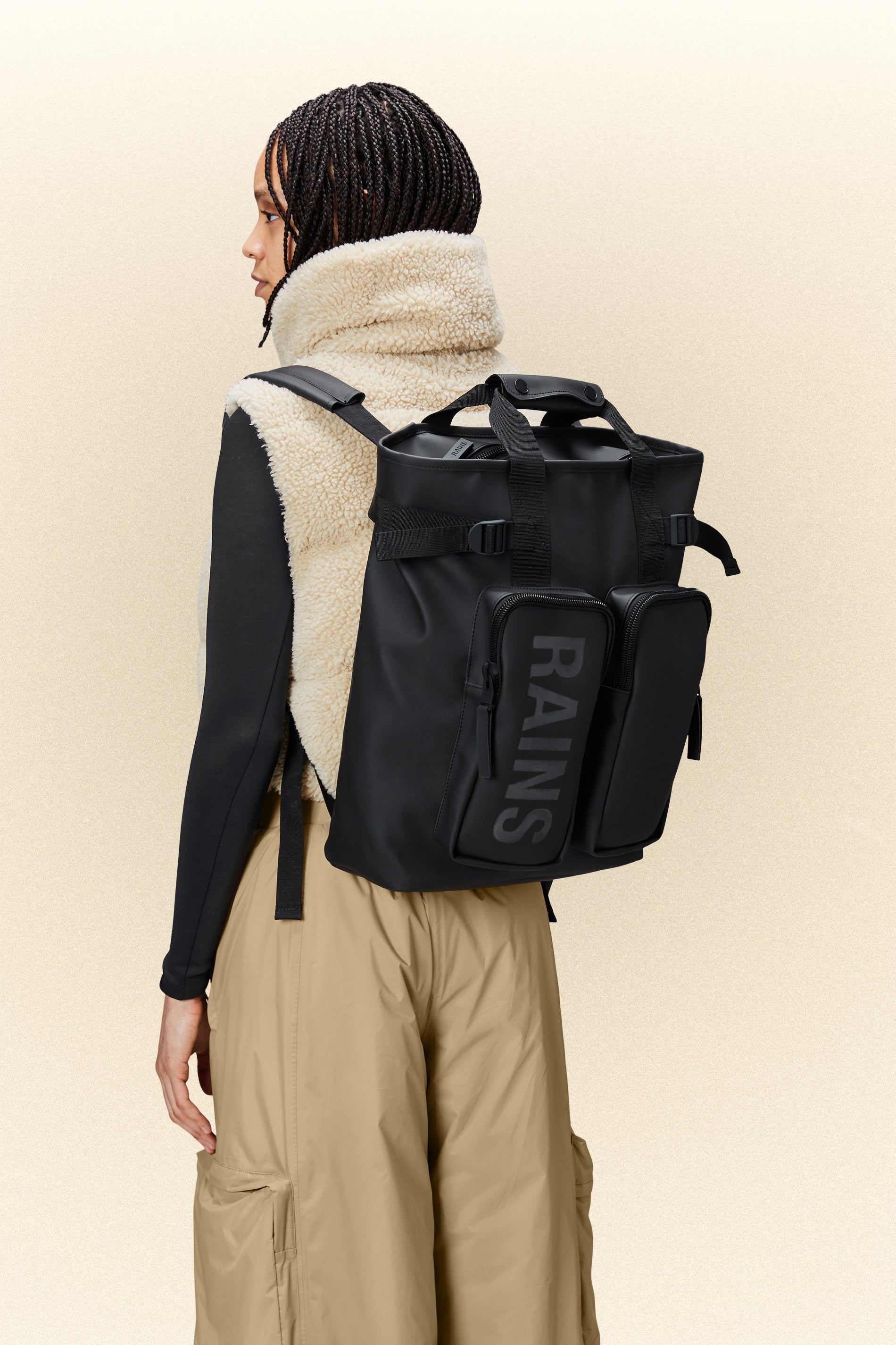 Rains® Texel Tote Backpack in Black for $250 | Free Shipping